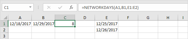 Tính số ngày làm việc đã trừ ngày nghỉ lễ
