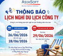 THÔNG BÁO LỊCH NGHỈ DU LỊCH CÔNG TY NĂM 2026